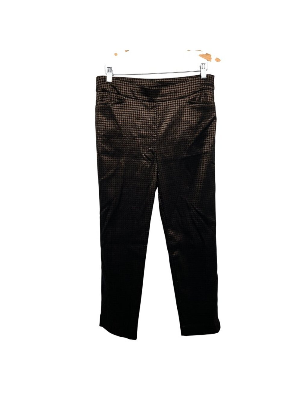 Chico's Womens Houndstooth Dress Pants Pull On Slim Brown/Black Size 10R